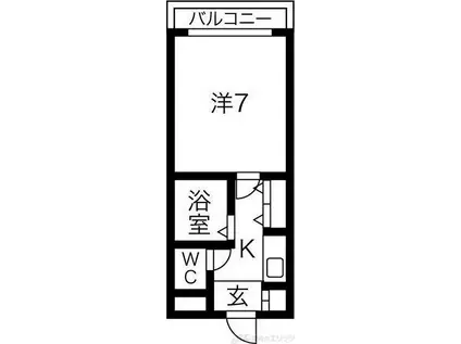 シャトレ豊津I(1K/3階)の間取り写真