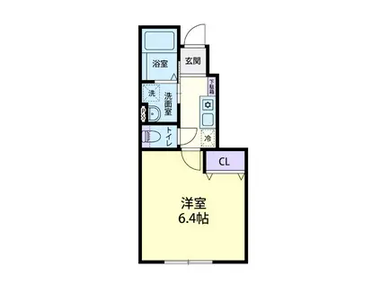 プリオール(1K/1階)の間取り写真