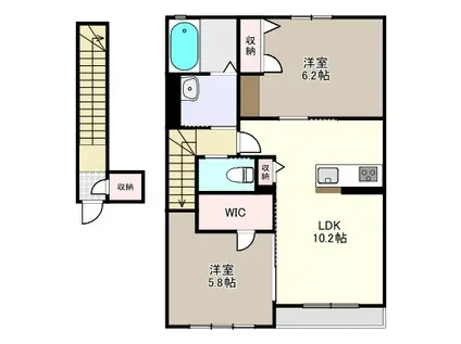 リガーレ(2LDK/2階)の間取り写真