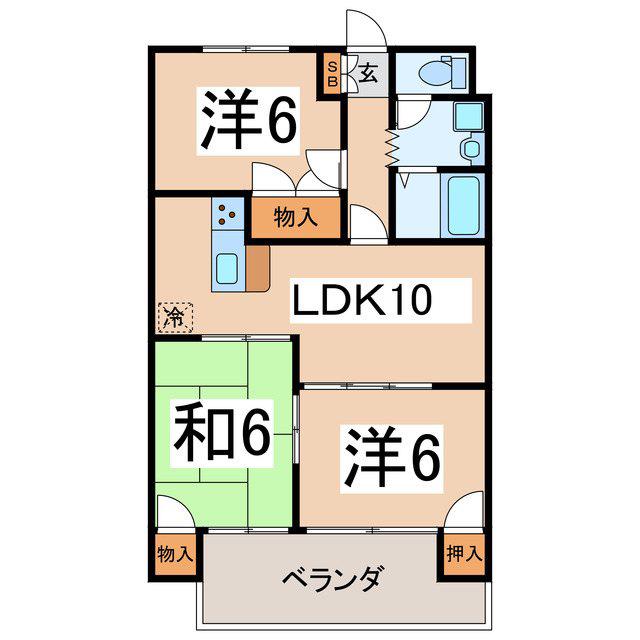ウェルス21(3LDK/3階)の間取り写真