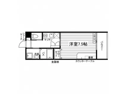 エクシート1(1K/1階)の間取り写真