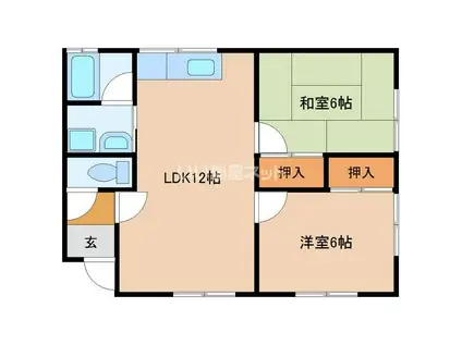 聖ハイツ第2(2LDK/1階)の間取り写真