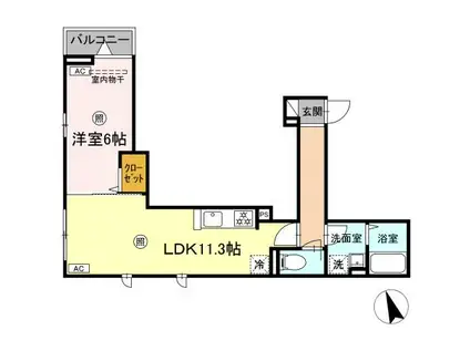 ASSET-COURT錦町(1LDK/2階)の間取り写真