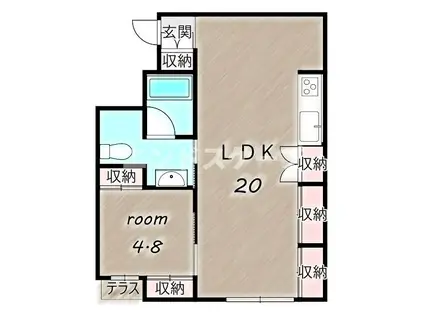 THE HIRIN GARDEN(1LDK/1階)の間取り写真