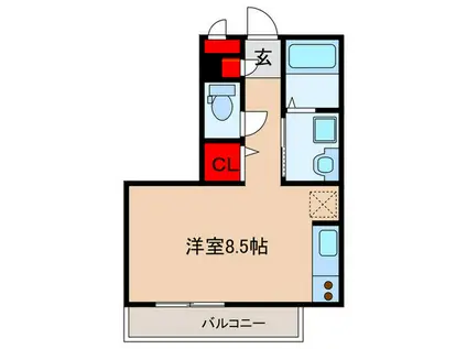 JR福知山線 川西池田駅 徒歩2分 3階建 築19年(ワンルーム/3階)の間取り写真