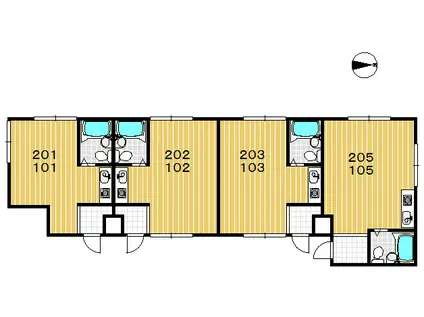 栗生ハイツ(ワンルーム/2階)の間取り写真