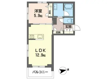 ノール グリシーヌ(1LDK/2階)の間取り写真