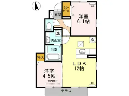 セゾン静(2LDK/1階)の間取り写真