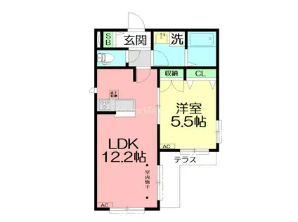 FELICE SHONAN(1LDK/1階)の間取り写真