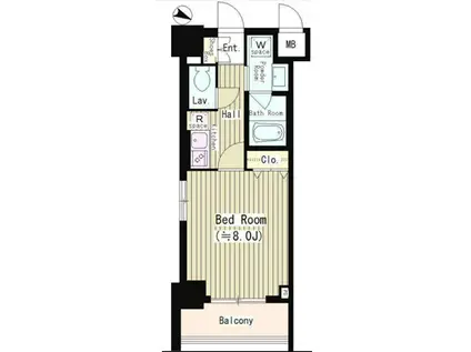 ベルヴュコート立川(1K/6階)の間取り写真