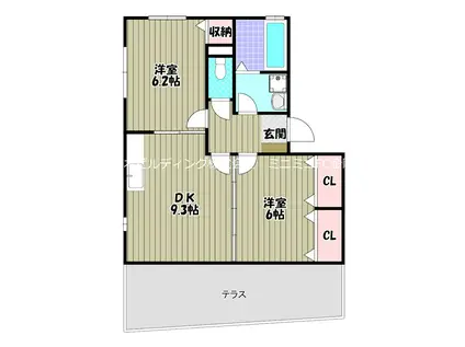 フリーバード(2DK/1階)の間取り写真