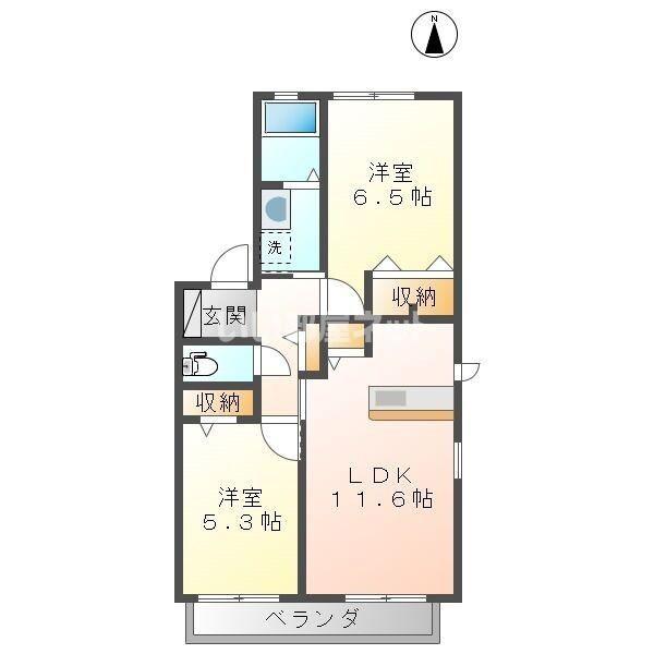 クラウディアゆう A棟(2LDK/2階)の間取り写真