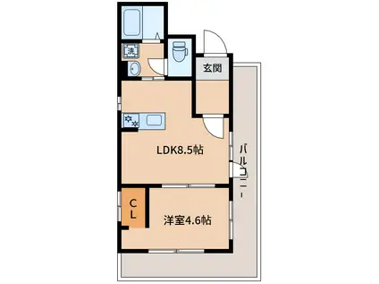 フォートレス神崎川(1LDK/4階)の間取り写真