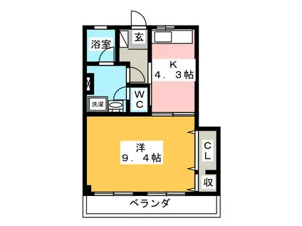 足立マンション(1K/2階)の間取り写真