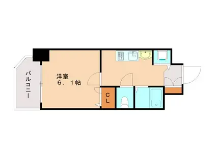 プレサンス神戸プレシャス(ワンルーム/8階)の間取り写真