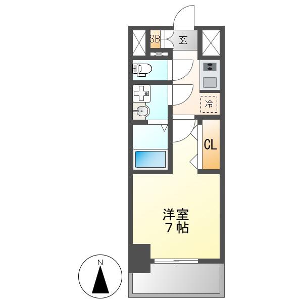 SーRESIDENCE尾頭橋CLARITY(1K/7階)の間取り写真