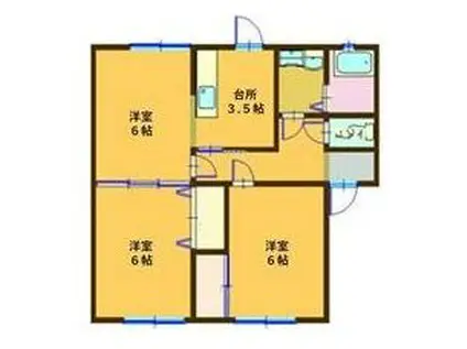 プランドールMITANI E棟(2LDK/1階)の間取り写真