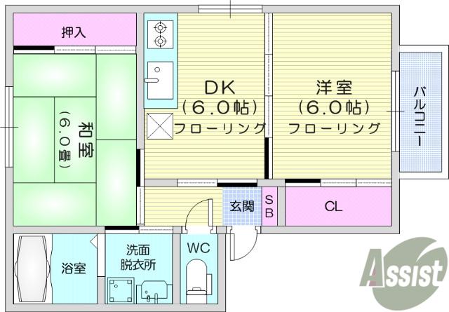 セフィラ福田町弐番館(2DK/2階)の間取り写真