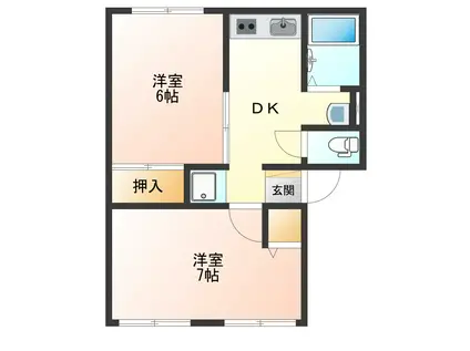コーポ関本B(2DK/1階)の間取り写真