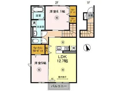 エタン・リジエール A棟(2LDK/2階)の間取り写真