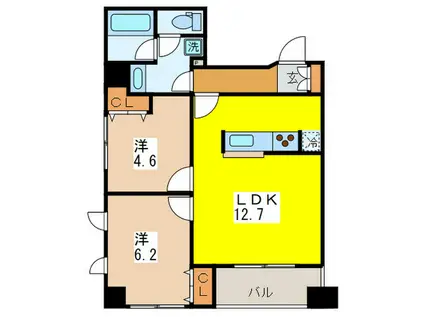 ラクラス日本橋久松町(2LDK/2階)の間取り写真