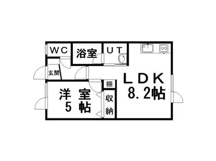 WISTERIA(1LDK/2階)の間取り写真