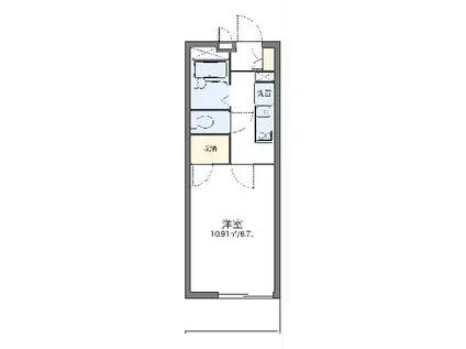 レオパレスD(1K/4階)の間取り写真