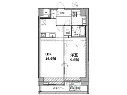 VESTA京町堀(1LDK/10階)の間取り写真