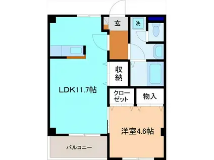 MEGERE(1LDK/3階)の間取り写真