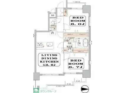 ヴェルディーク熊谷オーセンティック(2LDK/10階)の間取り写真