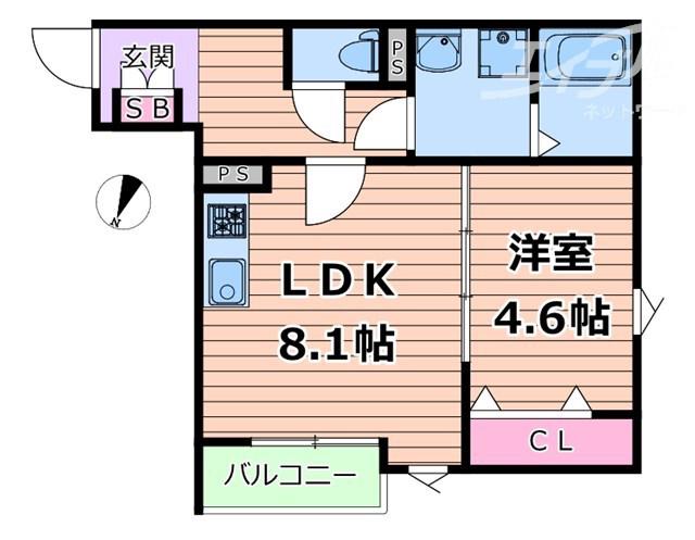 BELAIR TOYOTSU(1LDK/1階)の間取り写真