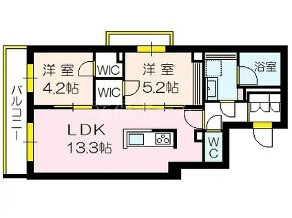 ヴェルチェ千里丘(2LDK/3階)の間取り写真