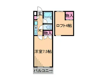 西山ハイツ(1K/1階)の間取り写真