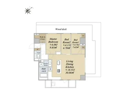 クレストコート旗の台(3LDK/5階)の間取り写真