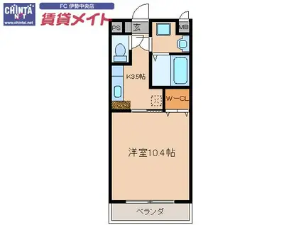 メゾンブローニュ一之木(1K/5階)の間取り写真