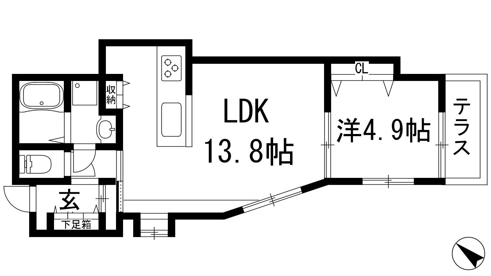 中山荘園LOHAUS(1LDK/1階)の間取り写真