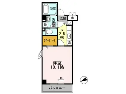 ラ・プランタン(1K/2階)の間取り写真