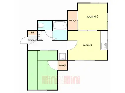 ドマーニベル(2DK/1階)の間取り写真