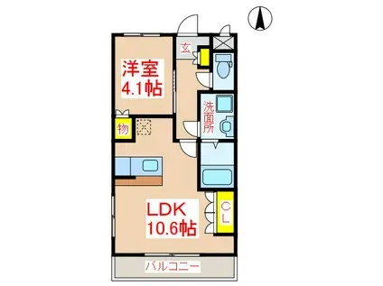 ネリヤカナヤ(1LDK/1階)の間取り写真
