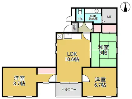 センターコート(3LDK/2階)の間取り写真