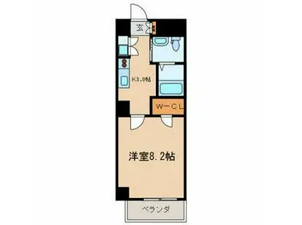 クルーセKS(1K/5階)の間取り写真