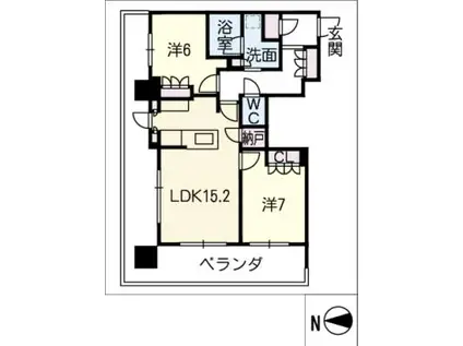 タワー・ザ・ファースト名古屋伏見(2LDK/7階)の間取り写真