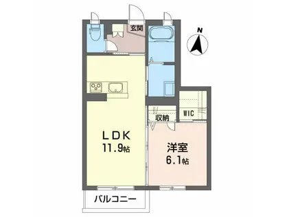 ベレオYS(1LDK/1階)の間取り写真