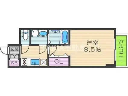レジュールアッシュ天王寺堂ヶ芝(1K/11階)の間取り写真