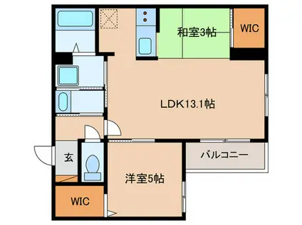 CHERIM室見ウエスト(1SLDK/1階)の間取り写真