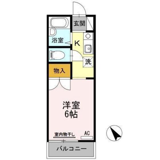 ヴァンセーヌ今村A棟(1K/2階)の間取り写真