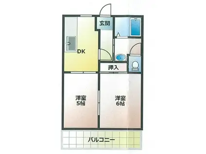 プランドゥール月ノ輪B(2DK/1階)の間取り写真