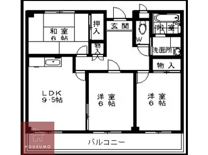神庭ハイツ(3LDK/2階)の間取り写真