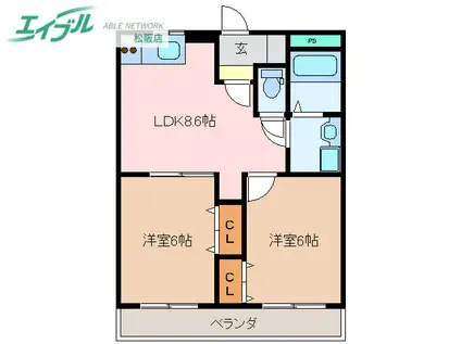 プライム ミニ(2LDK/1階)の間取り写真