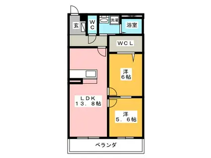 イースト VOGUE(2LDK/3階)の間取り写真